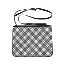 Tartan black white pattern holidays Christmas xmas elegant lines geometric cool fun classic elegance Slim Clutch Bag (Model 1668)