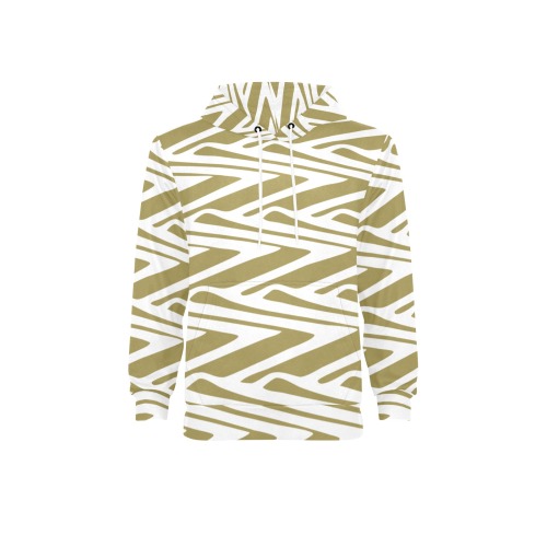 Bohemian geometrical white & beige Men's Long Sleeve Fleece Hoodie (Model H55)