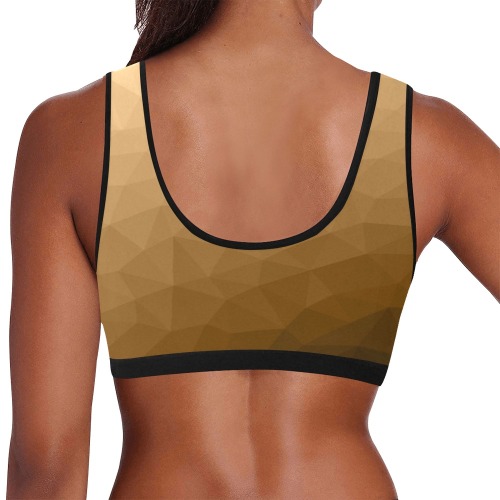Brown gradient geometric mesh pattern Women's All Over Print Sports Bra (Model T52)
