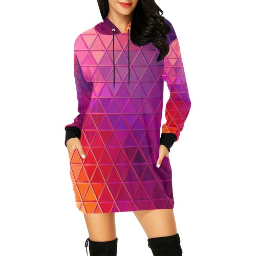 mosaic triangle 5 All Over Print Hoodie Mini Dress (Model H27)