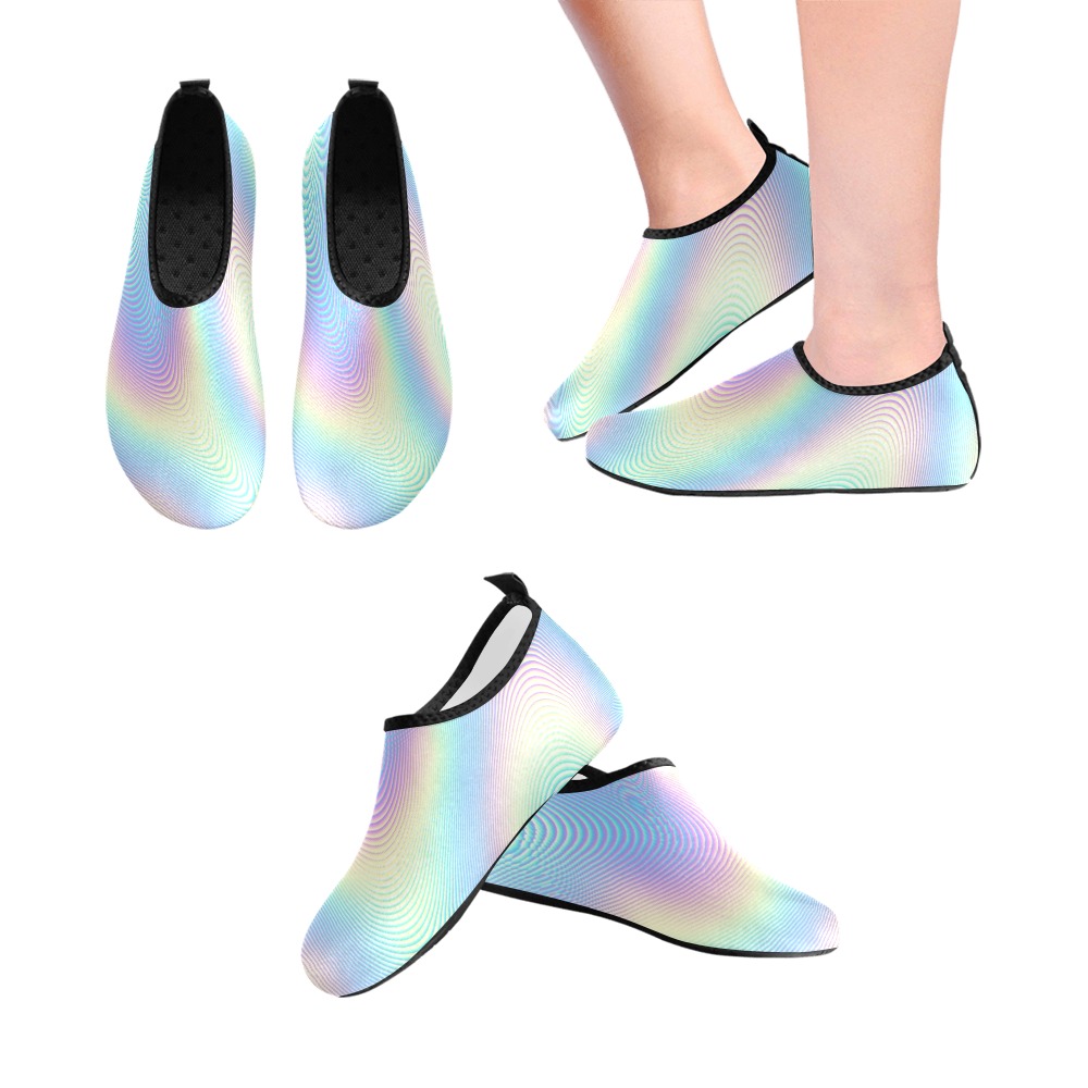 Holographic Rainbow Prints Women's Slip-On Water Shoes (Model 056)