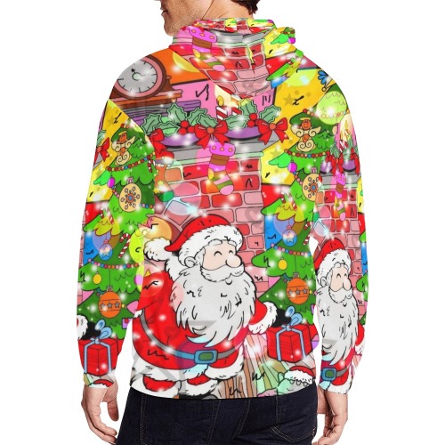 Santa Christmas by Nico Bielow All Over Print Full Zip Hoodie for Men (Model H14)