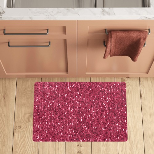 Magenta dark pink red faux sparkles glitter Kitchen Mat 28"x17"