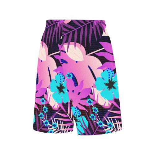 GROOVY FUNK THING FLORAL PURPLE All Over Print Basketball Shorts with Pocket