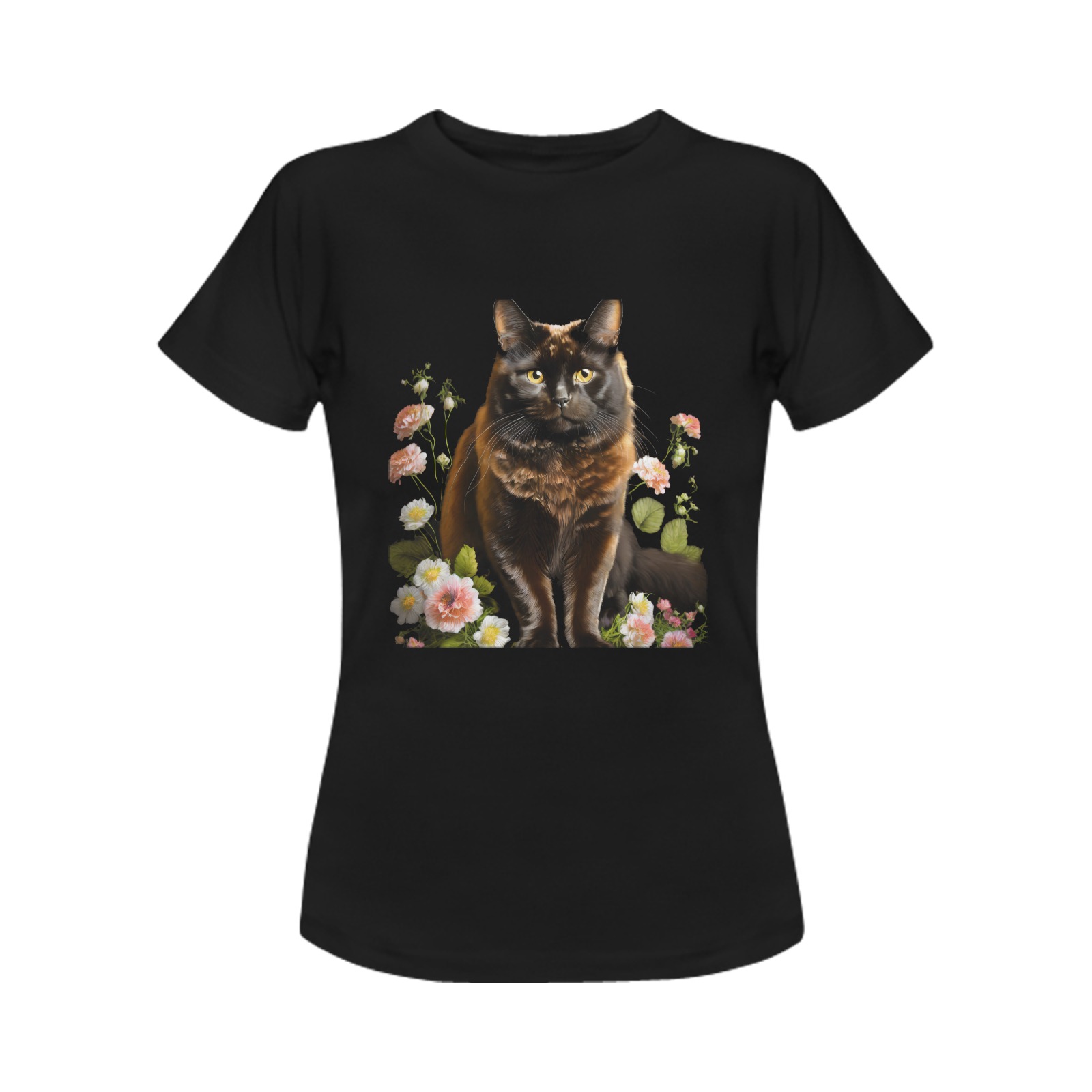 york chocolate cat black background Women's T-Shirt in USA Size (Front Printing Only)