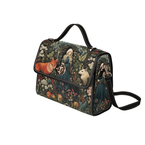 Fairytale Forest Satchel Handbag Waterproof Canvas Bag-Black (All Over Print) (Model 1641)