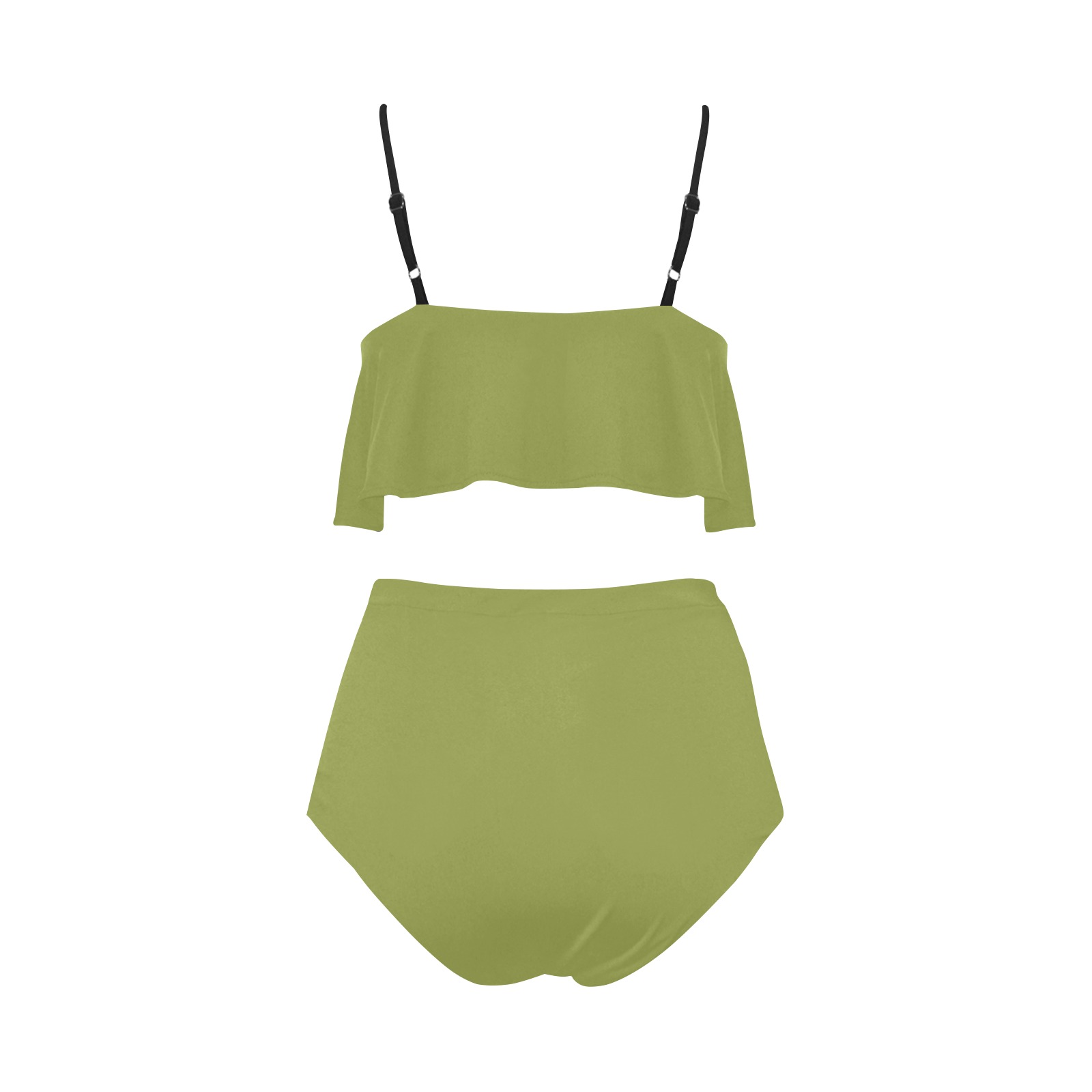 GREEN High Waisted Ruffle Bikini Set (Model S13)
