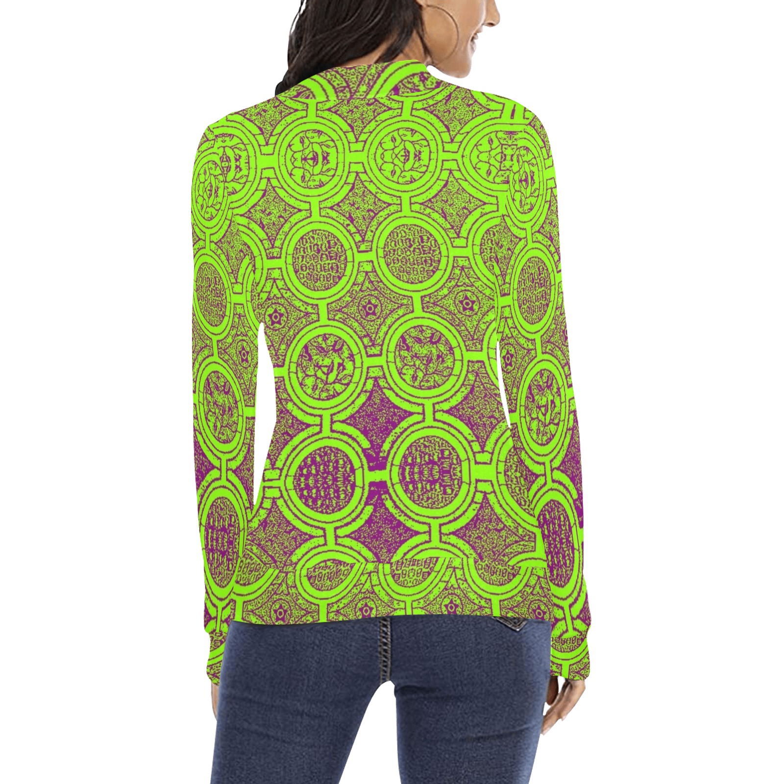 AFRICAN PRINT PATTERN 2 Women's All Over Print Mock Neck Sweatshirt (Model H43)