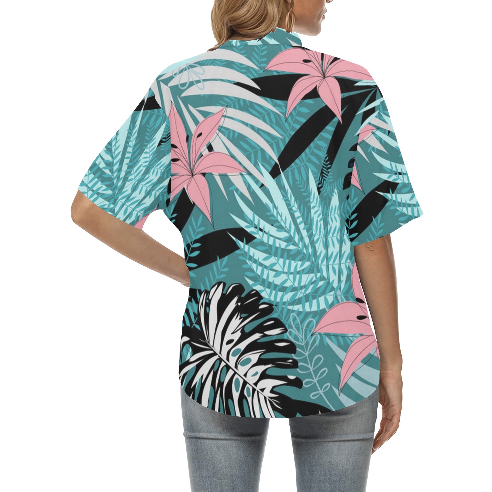 Colorful Tropical Pattern (297) All Over Print Hawaiian Shirt for Women (Model T58)