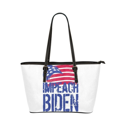 Impeach Biden Leather Tote Bag/Small (Model 1651)