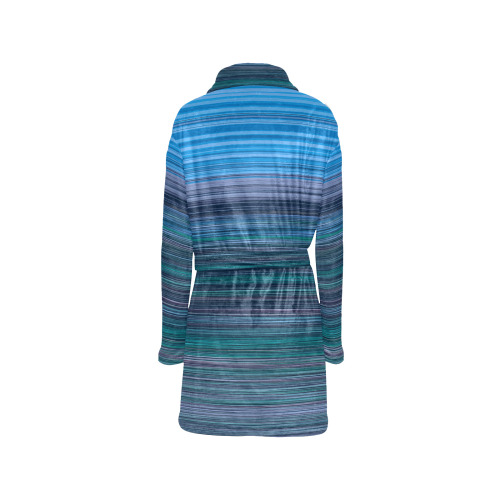 Abstract Blue Horizontal Stripes Women's All Over Print Night Robe