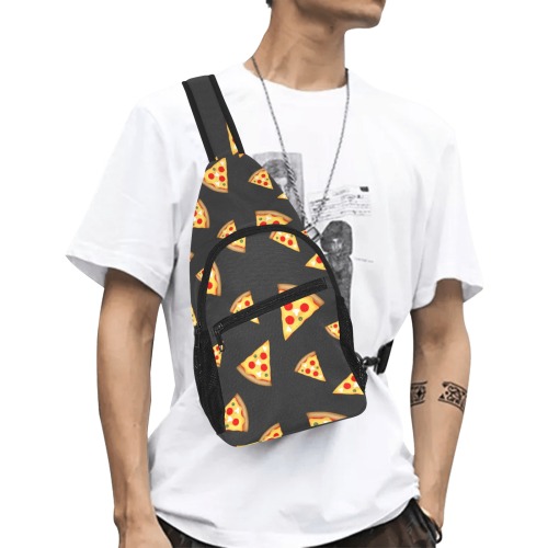 Cool and fun pizza slices pattern dark gray All Over Print Chest Bag (Model 1719)