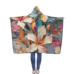 Tropical flowers of beige color. Fantasy oil art. Flannel Hooded Blanket 50''x60''