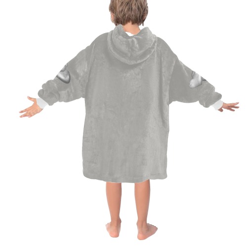 LOVE clear gray Blanket Hoodie for Kids