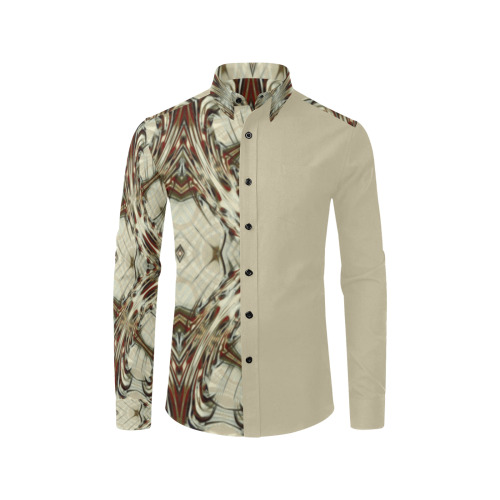 Match Stick Box - black dark red gray beige brown geometric spiral pattern Men's All Over Print Casual Dress Shirt (Model T61)