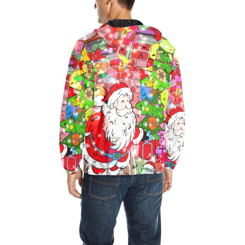 Santa Christmas by Nico Bielow All Over Print Quilted Windbreaker for Men (Model H35)