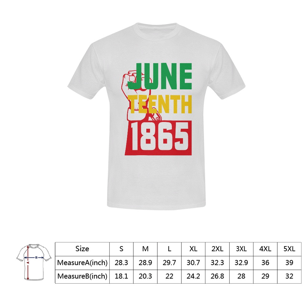 Juneteenth Text White Tee Men's T-Shirt in USA Size (Front Printing Only)