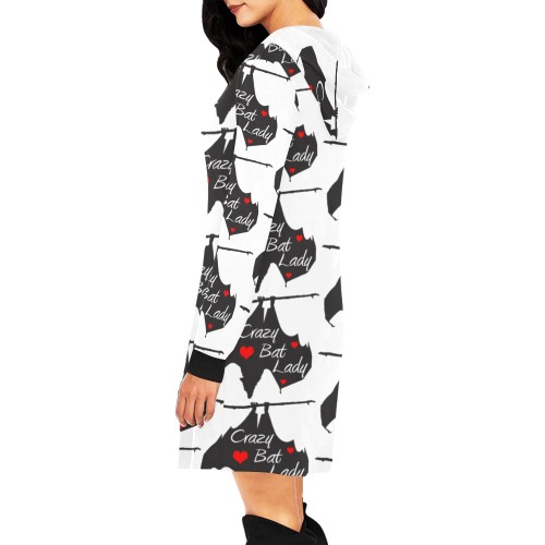 Crazy Bat Lady Hoodie - Mini All Over Print Hoodie Mini Dress (Model H27)