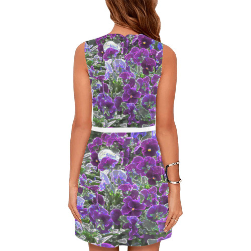 Field Of Purple Flowers 8420 Eos Women's Sleeveless Dress (Model D01)