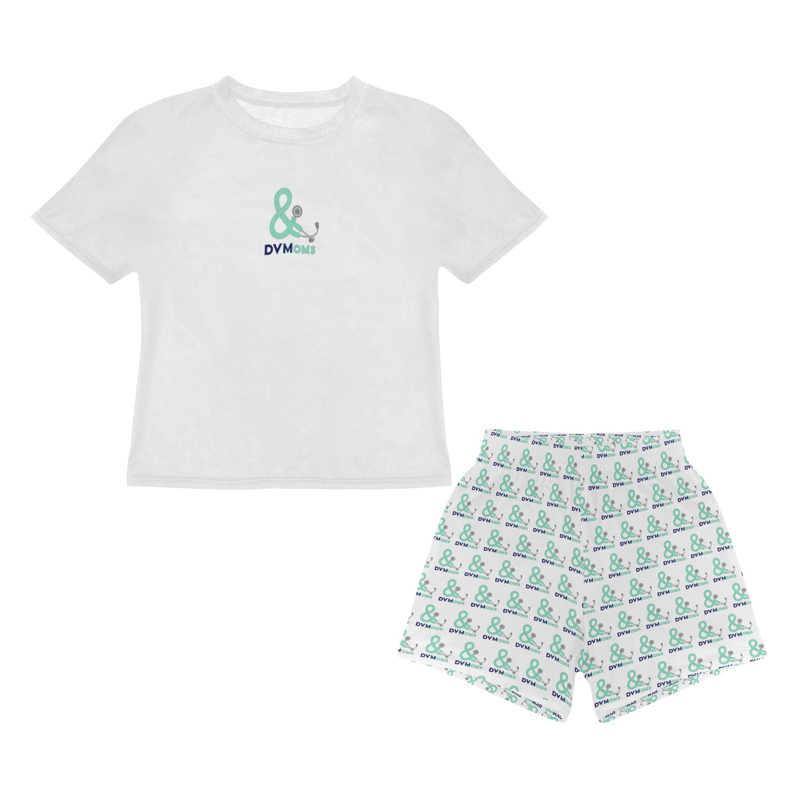 little girls white Little Girls' Short Pajama Set