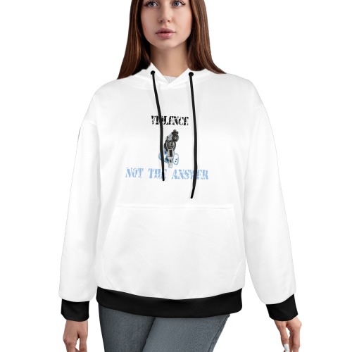 Violence Not The Answer Gun B&W Women's All Over Print Hoodie (Model H61)