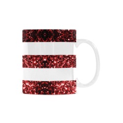 Sparkly USA flag America Red White Blue faux Sparkles patriotic bling 4th of July Custom White Mug (11oz)