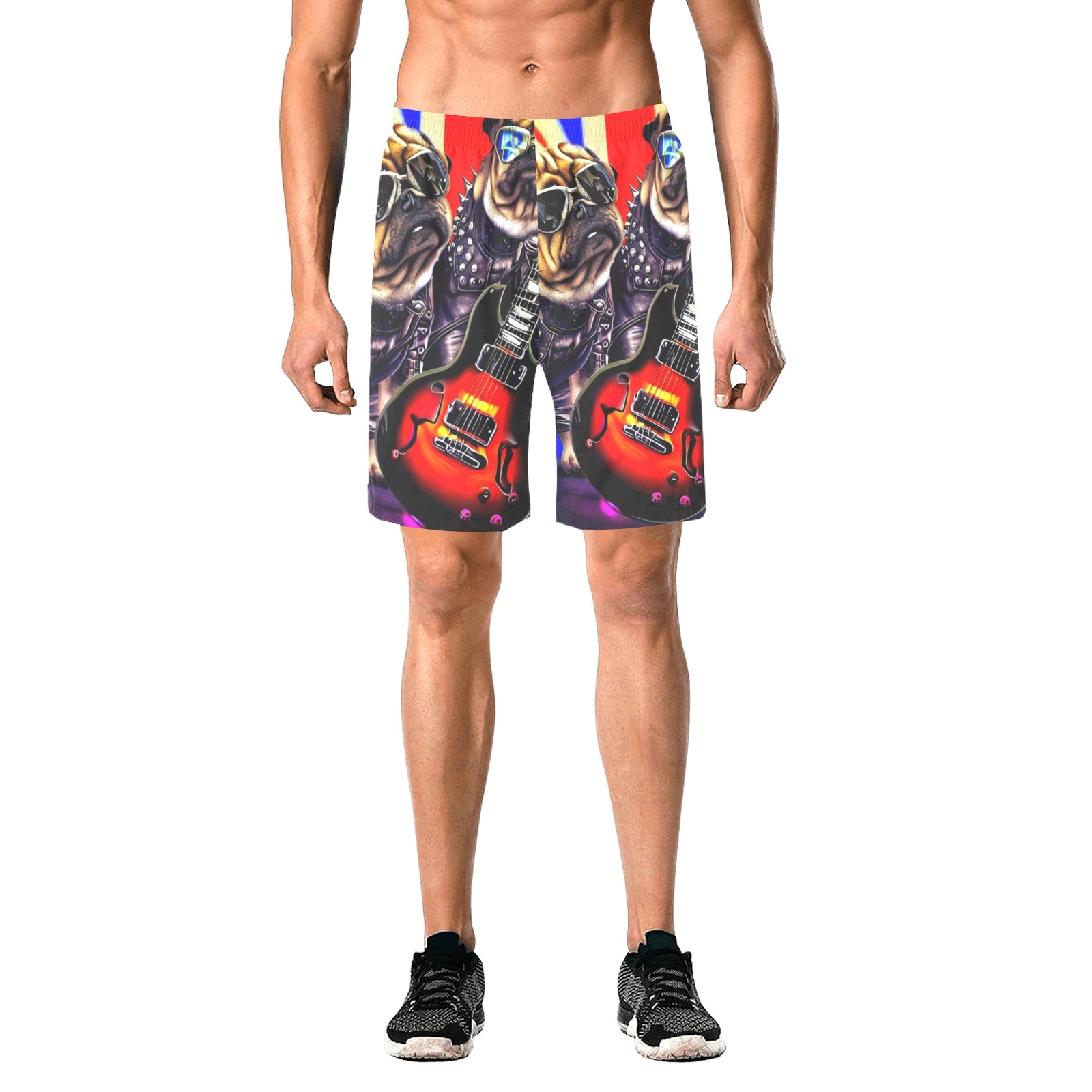 HEAVY ROCK PUG 3 Men's All Over Print Elastic Beach Shorts (Model L20)