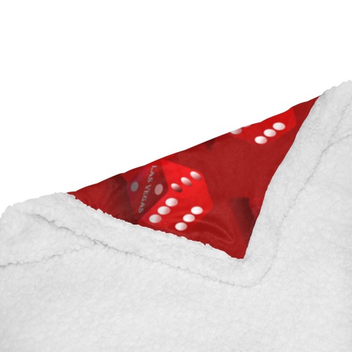 Las Vegas Craps Dice - Red Double Layer Short Plush Blanket 50"x60"