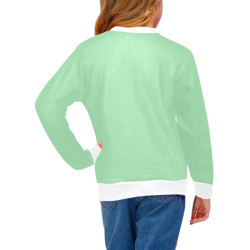 Green Ash Girls' All Over Print Crew Neck Sweater (Model H49)