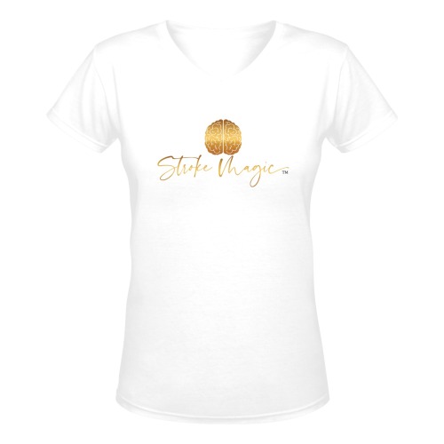 Stroke Magic White V-Neck Women's Deep V-neck T-shirt (Model T19)