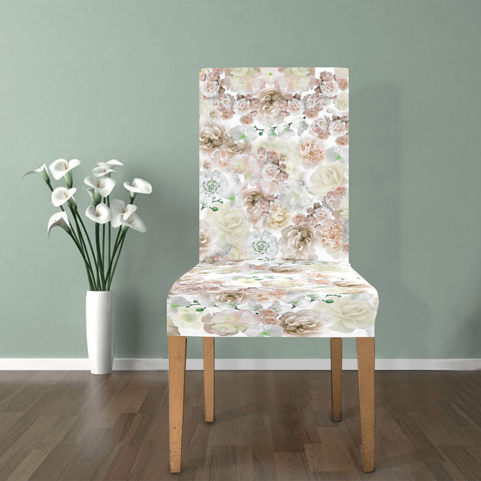 peonies peach Removable Dining Chair Cover