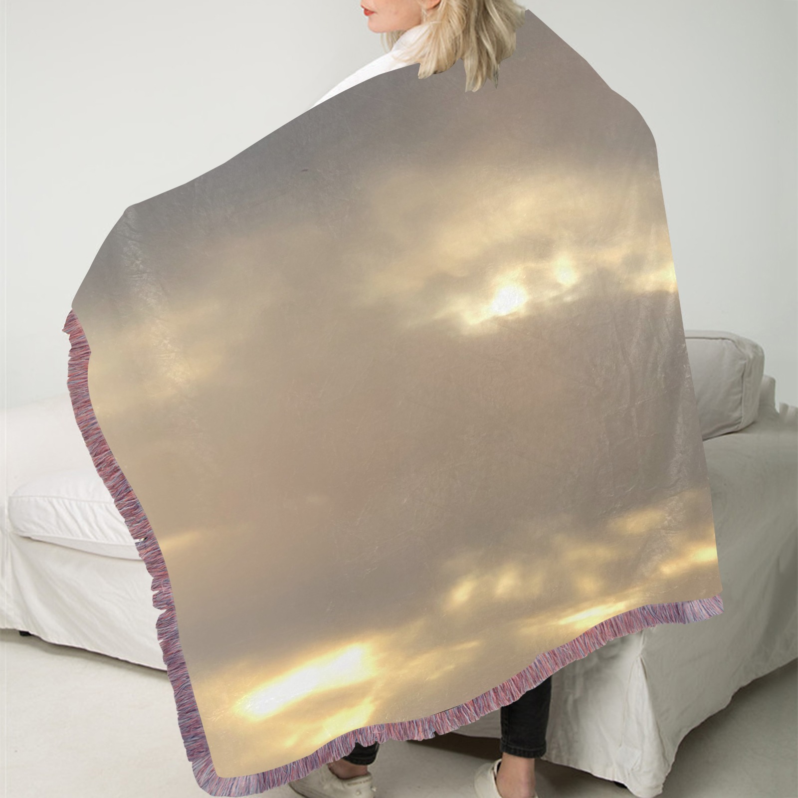 Cloud Collection Ultra-Soft Fringe Blanket 30"x40" (Mixed Pink)