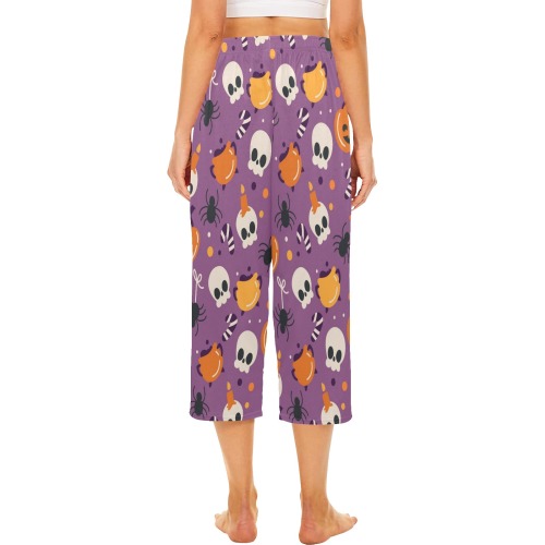 Halloween Purple Cropped Pajama Pants (Model L66)