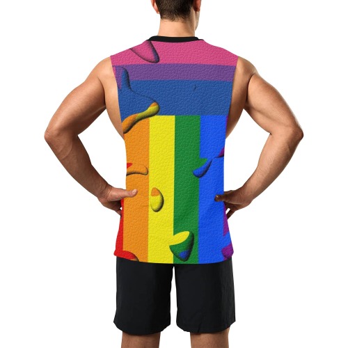 Bisexual Pride Flag Pop Art by Nico Bielow Men's Open Sides Workout Tank Top (Model T72)