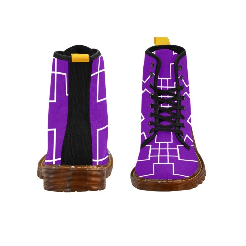 White InterlockingCrosses Wavy Purple Martin Boots For Men Model 1203H