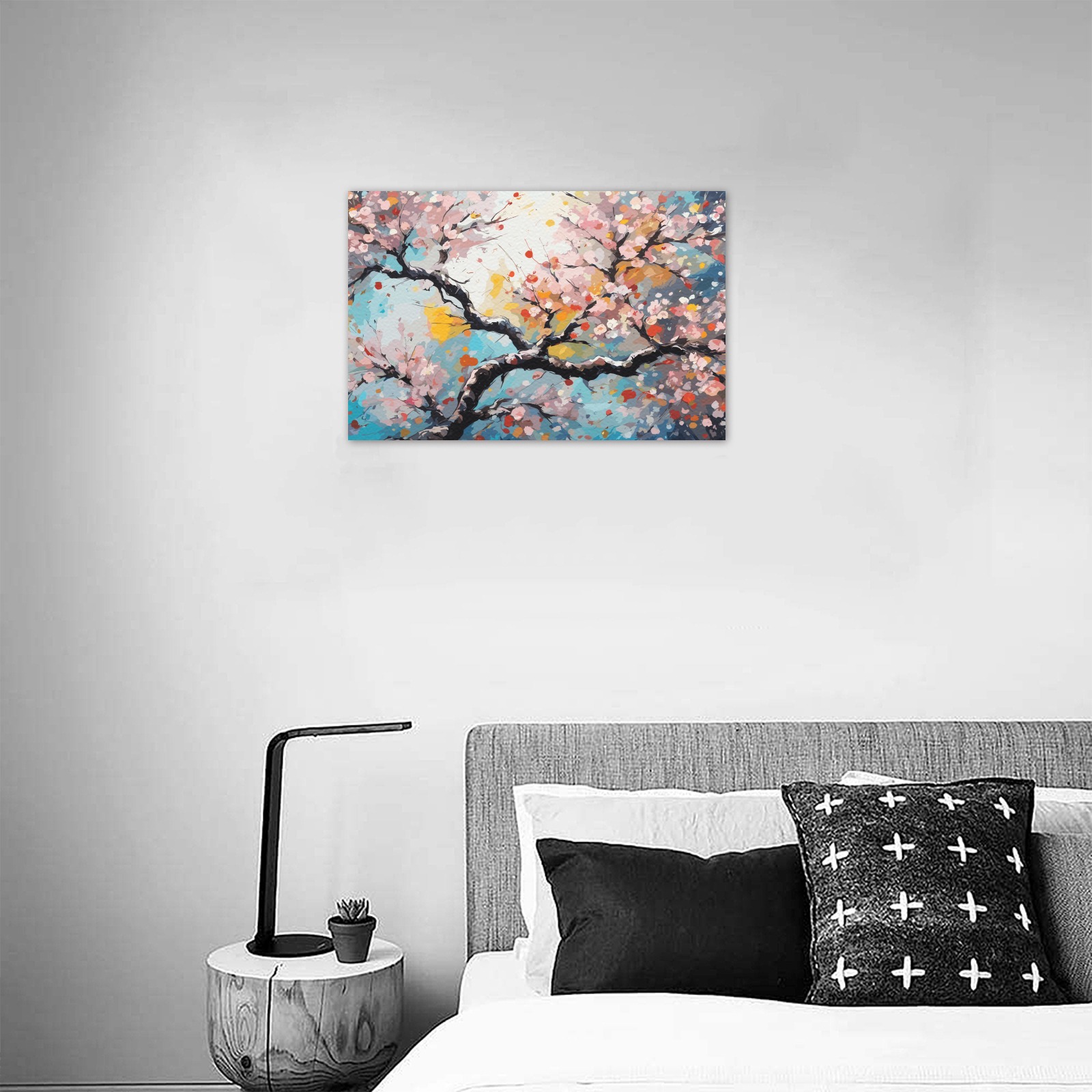 Charming blooming sakura tree in the spring season Upgraded Canvas Print 18"x12"
