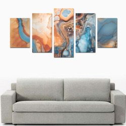 Liquid Painting of Igneous Rock Slice Canvas Print Sets D (No Frame)