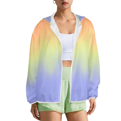 Summer brushstrokes SM4 Women's Lightweight Sun Protection Hoodie (Model H62)