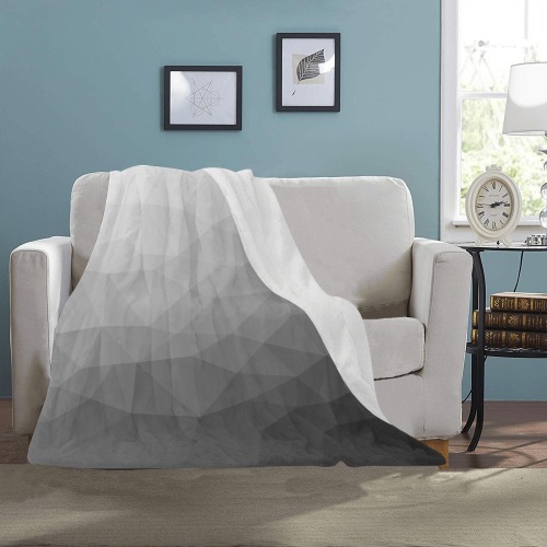 Grey Gradient Geometric Mesh Pattern Ultra-Soft Micro Fleece Blanket 40"x50"