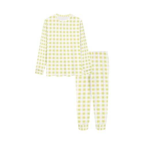 Pale Yellow Gingham Kids' All Over Print Pajama Set