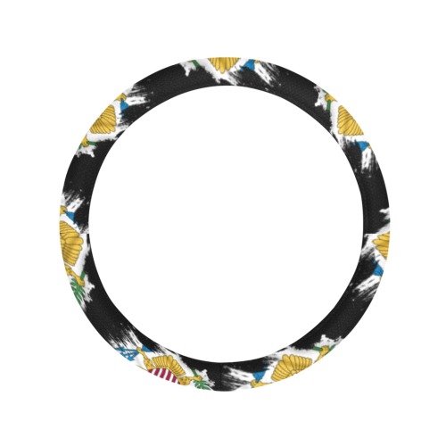 BLACK-2 Virgin Island Steering Wheel Cover with Anti-Slip Insert