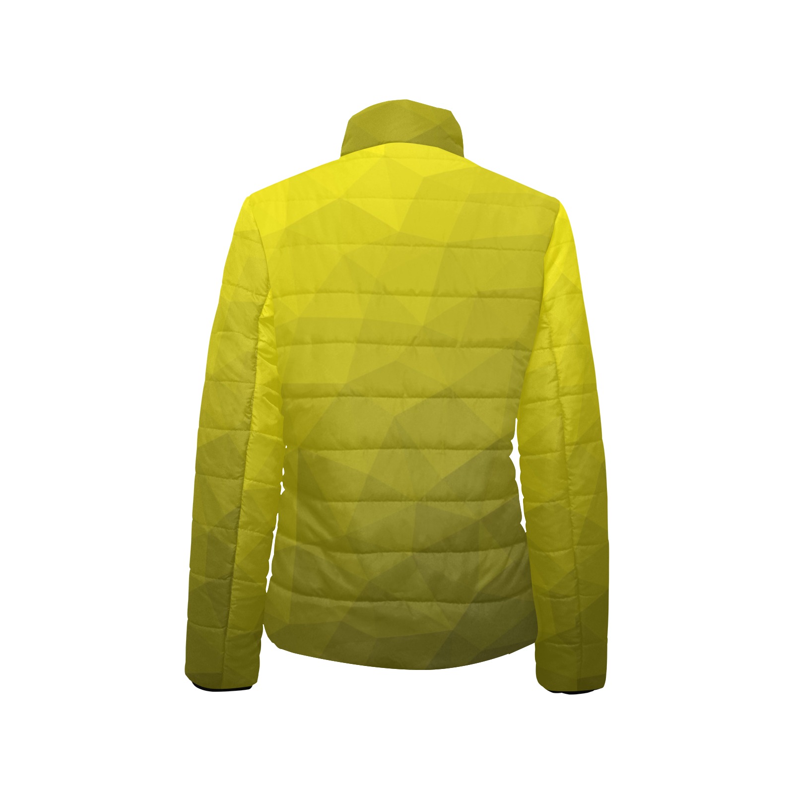 Yellow gradient geometric mesh pattern Women's Stand Collar Padded Jacket (Model H41)