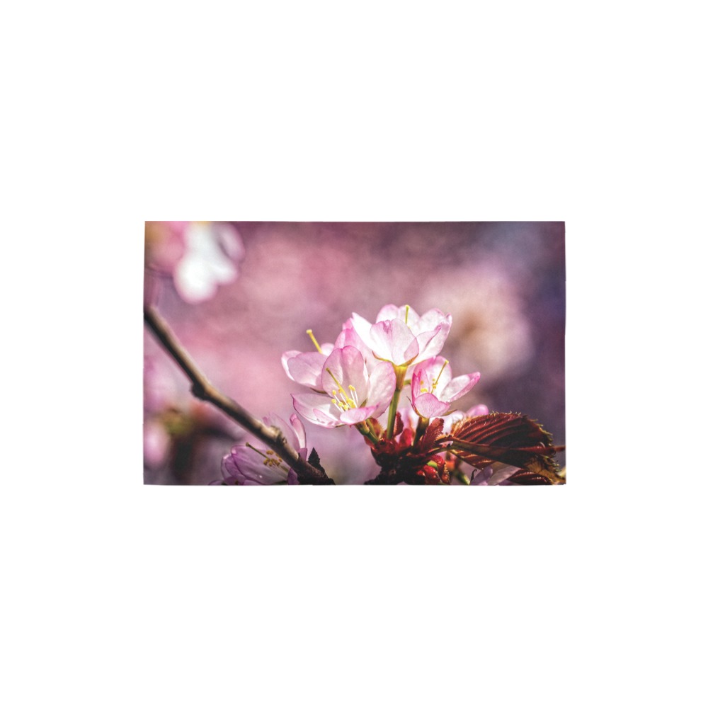 Charming pink sakura flowers. Light and shadows. Bath Rug 20''x 32''