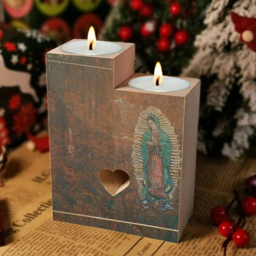 Our Lady of Guadalupe  85 Wooden Candle Holder (Without Candle)