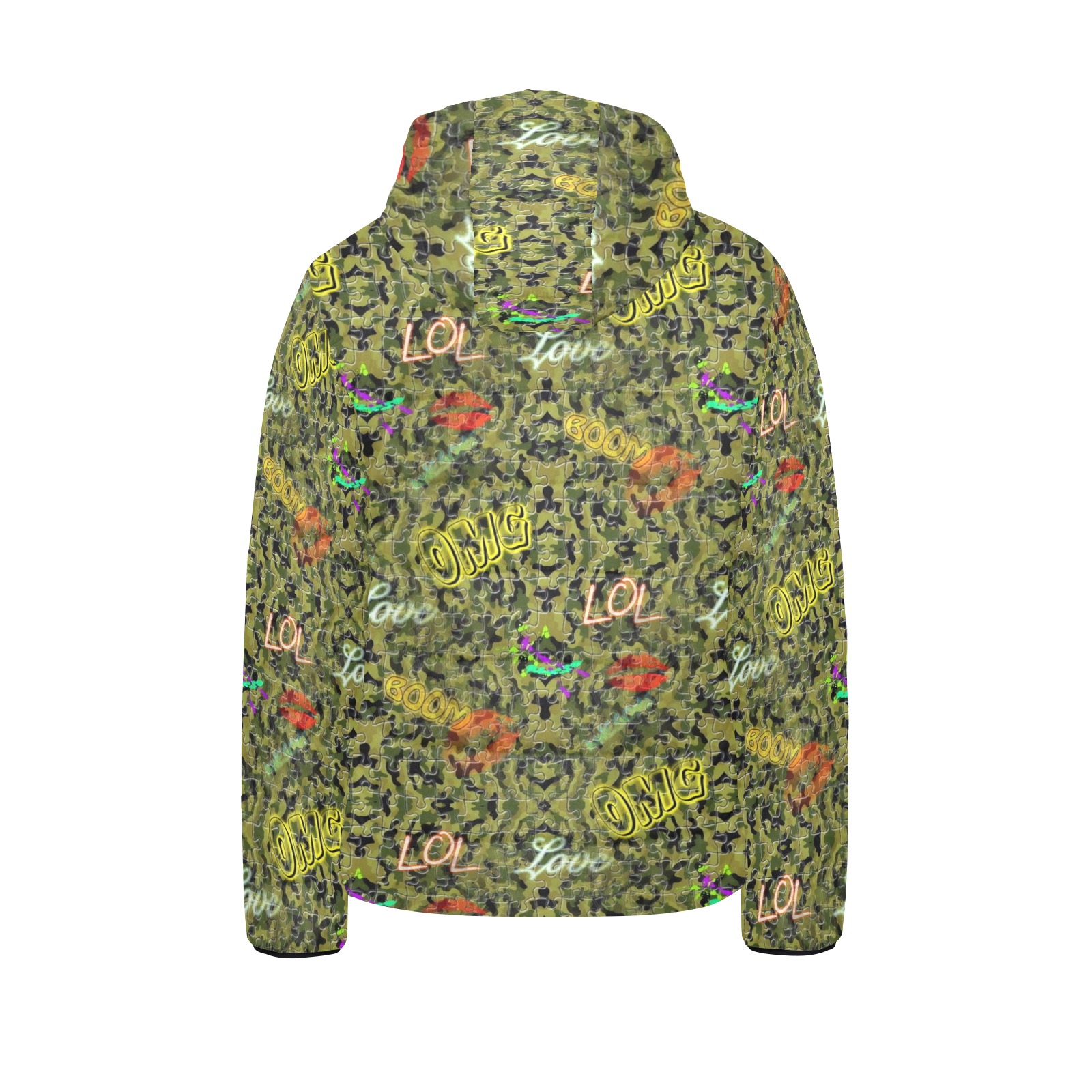 Camouflage Pop Art by Nico Bielow Kids' Padded Hooded Jacket (Model H45)
