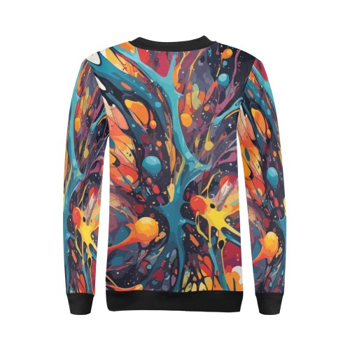 Fantastic microbiology abstract art of colors All Over Print Crewneck Sweatshirt for Women (Model H18)