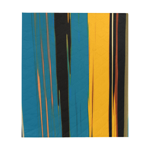 Black Turquoise And Orange Go! Abstract Art Quilt 60"x70"