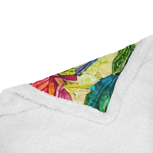 Boho Simulated Quilt Horse Artwork Double Layer Short Plush Blanket 50"x60"
