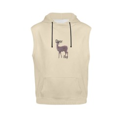 Tan Deer Day All Over Print Sleeveless Hoodie for Men (Model H15)