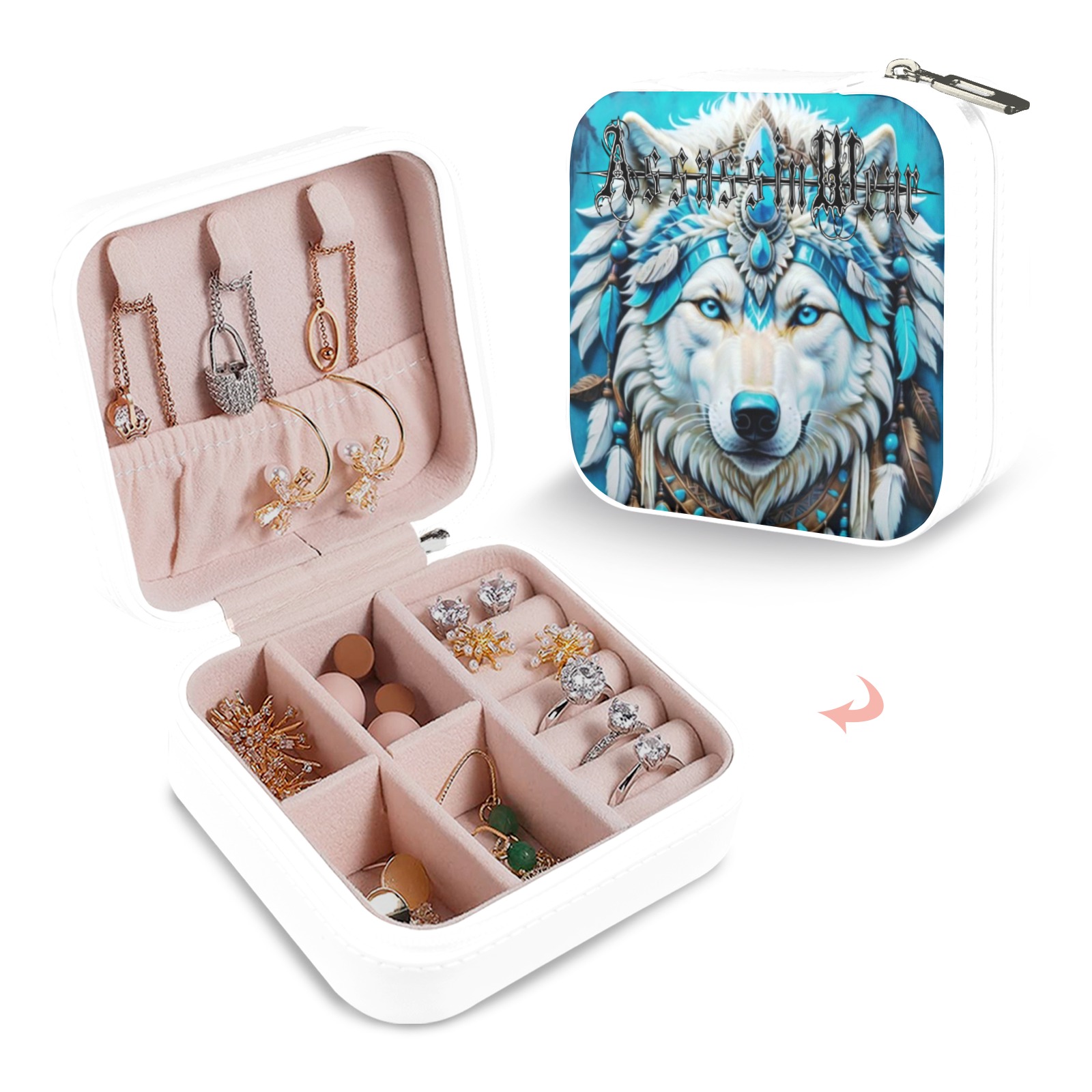 indian Wolf 8587 Jewelry Box Custom Printed Travel Jewelry Box
